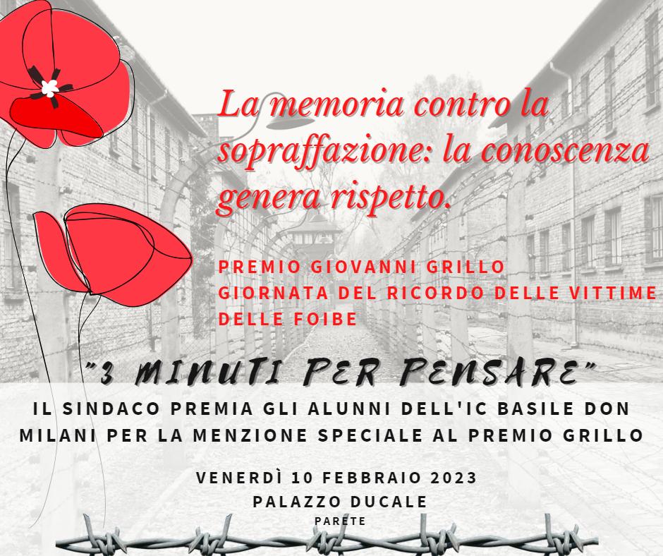 Locandina “La conoscenza genera rispetto” : premiazione alunni e celebrazione della giornata in memoria delle Foibe